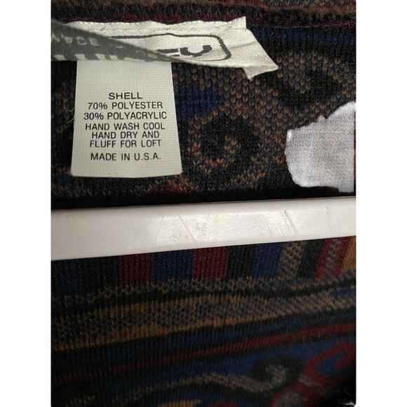 VTG Womens Sweater Sz 1X ? 2X ? Vtg 90s Aztec Fleece Pullover 52" Chest - Picture 11 of 12